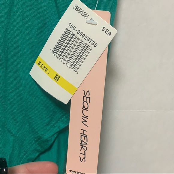 New Sequin Hearts Oversized Turquoise Top - Picture 3 of 4